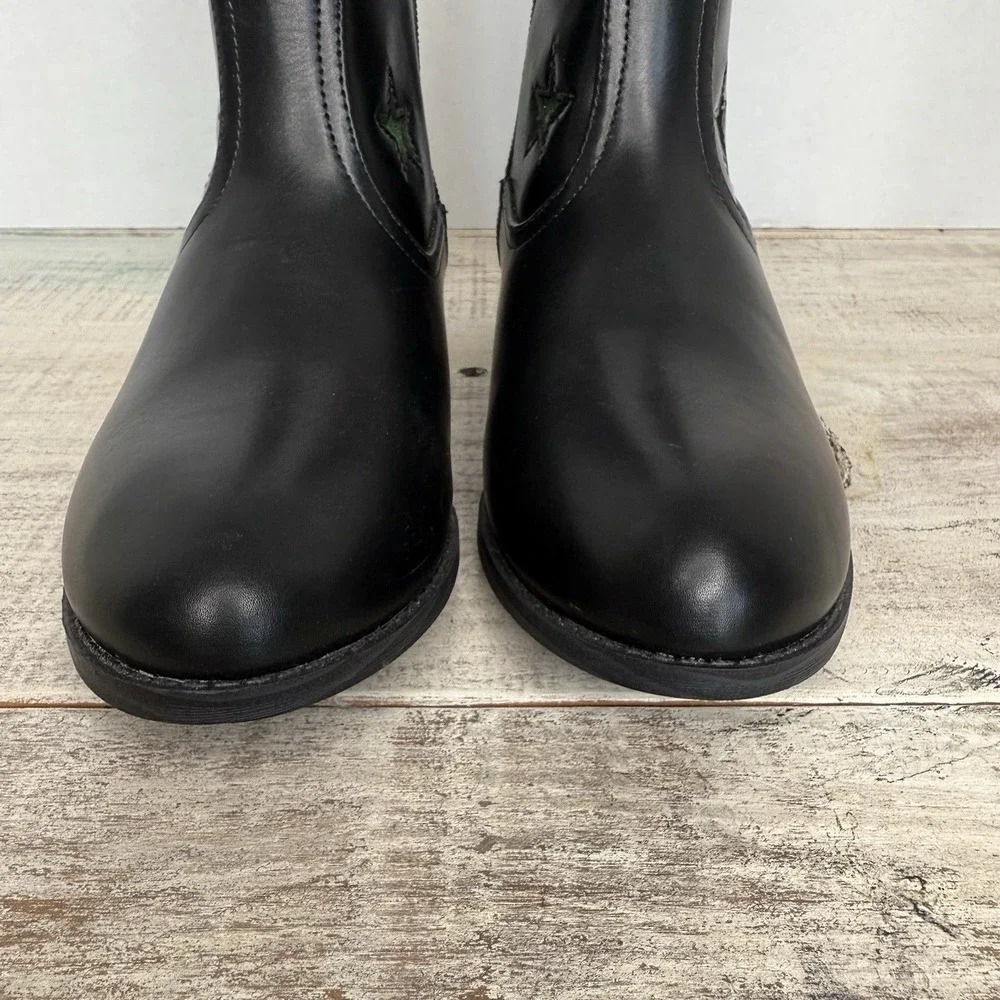 Kids Black‎ Western Cowboy Boots with Multi Color Glitter Star Appliques Size 3